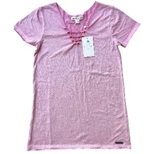Body Glove Top Womens S Pink Tee Shirt Distressed Lightweight Short Sleeve